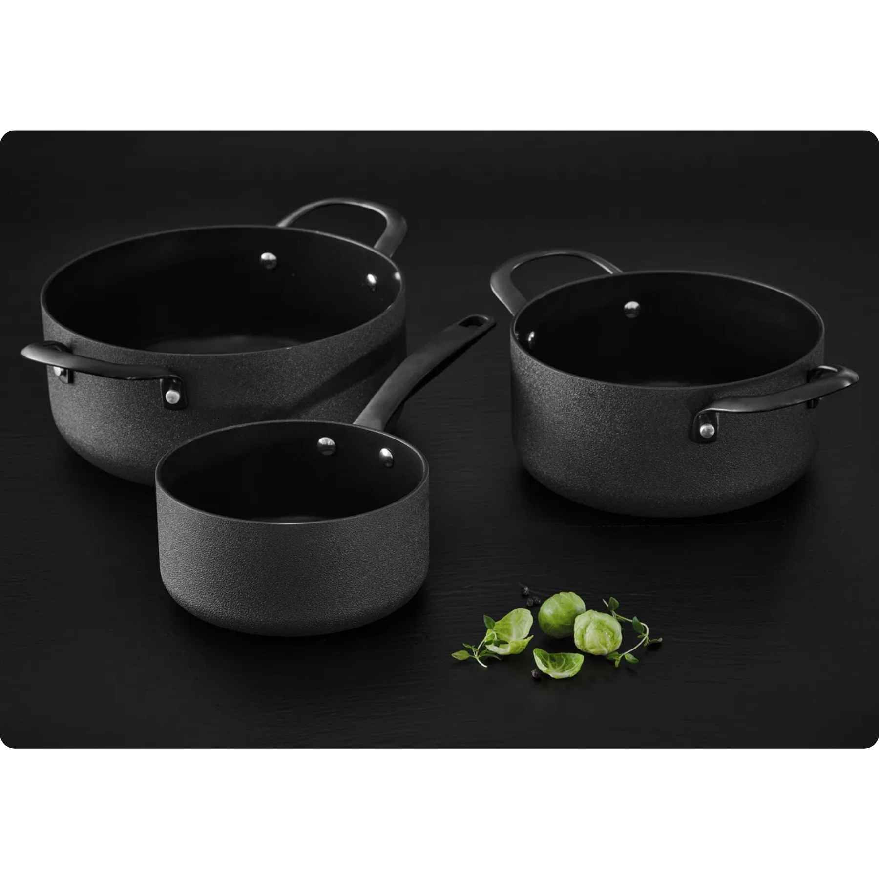 Morsø Black Fossil Grydesæt m/låg 6 dele Black
